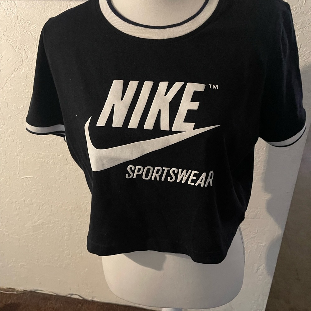 Nike Black and White Sportswear T-Shirt